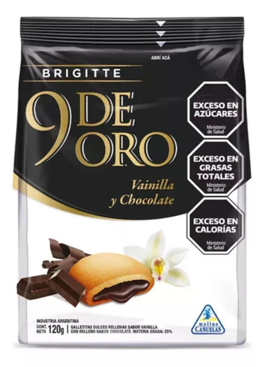 9 DE ORO BRIGITTE VAINILLA Y CHOCOLATE 120GRS