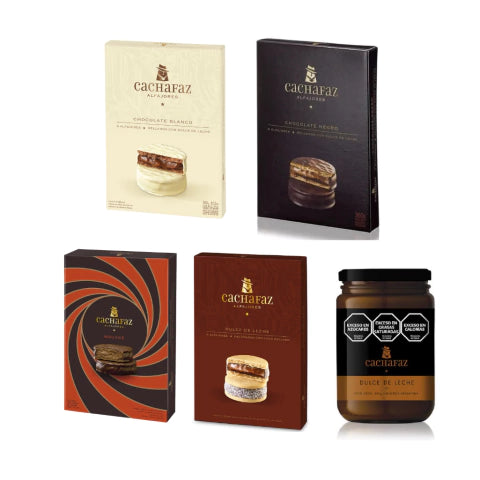 4 Cajas de Alfajor x 6 unidades + ddl 450g Cachafaz