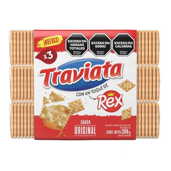 Pack Galletitas Traviata Crackers Rex sabor Original