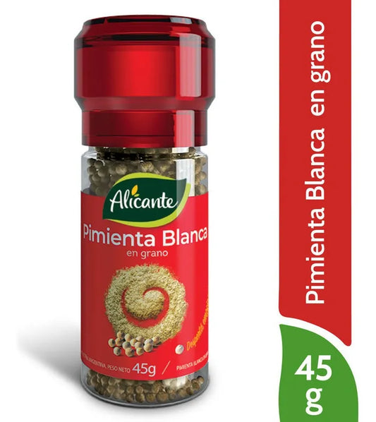 Pimienta Blanca En Grano Alicante Molinillo X 45 Gr