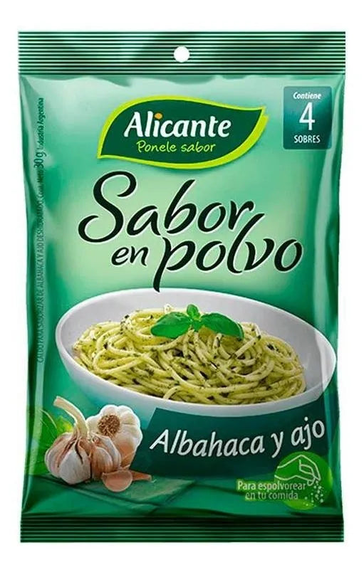 Saborizado Albahaca Ajo 12x7,5 Gr Alicante contiene 4 sobres