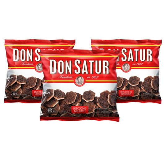 Bizcochos dulces Don Satur tortitas negras de  200g ( pack de  3 )