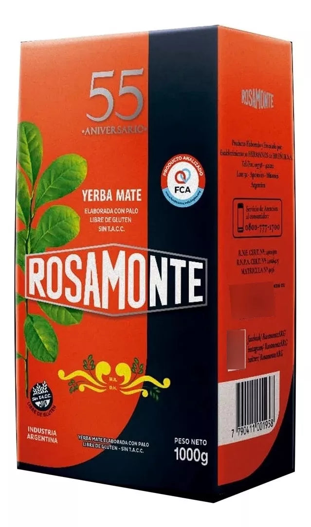 Yerba mate Rosamonte sabor suave sin TACC 1kg