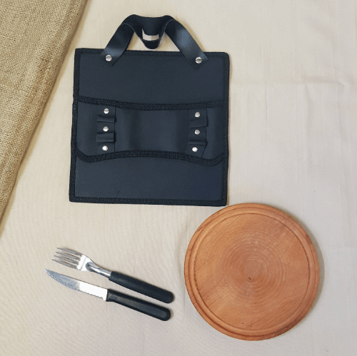 Set asado cuadrado trensillado cuerina