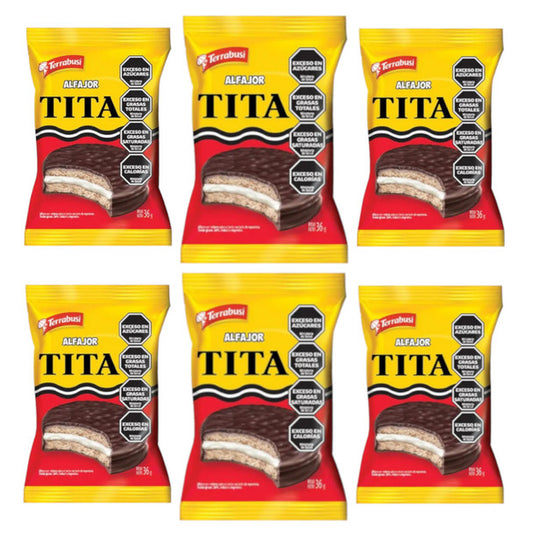 Tita Alfajor Minibizcocho Relleno de Crema de Limón, 36 g  X 6 UNIDADES